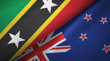 Saint Kitts ve Nevis ve Yeni Zelanda iki bayraklar tekstil kumaş, kumaş doku