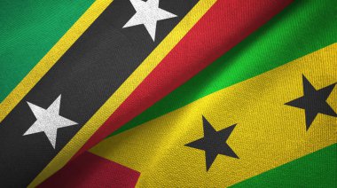 Saint Kitts ve Nevis ve Sao Tome ve Principe iki bayraktekstil kumaş