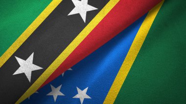 Saint Kitts ve Nevis ve Solomon Adaları iki bayraktekstil kumaş