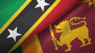 Saint Kitts ve Nevis ve Sri Lanka iki bayraklar tekstil kumaş, kumaş doku