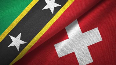 Saint Kitts ve Nevis ve İsviçre iki bayraklar tekstil kumaş, kumaş doku