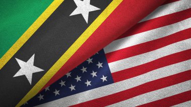 Saint Kitts ve Nevis ve Amerika Birleşik Devletleri iki bayraklar tekstil kumaş, kumaş doku