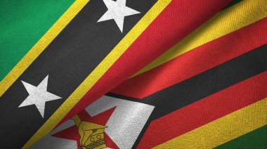 Saint Kitts ve Nevis ve Zimbabve iki bayraklar tekstil kumaş, kumaş doku