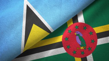 Saint Lucia ve Dominika iki bayraktekstil kumaş, kumaş doku