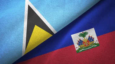 Saint Lucia ve Haiti iki bayraklar tekstil kumaş, kumaş doku