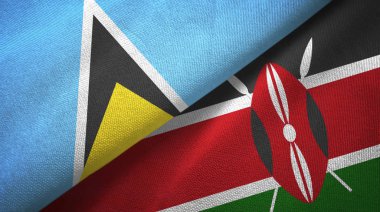 Saint Lucia ve Kenya iki bayrak tekstil kumaş, kumaş doku