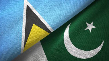 Saint Lucia ve Pakistan iki bayraklar tekstil kumaş, kumaş doku