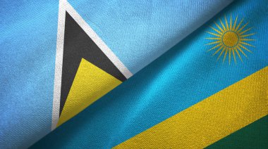 Saint Lucia ve Ruanda iki bayrak tekstil kumaş, kumaş doku