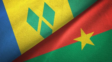 Saint Vincent ve Grenadinler ve Burkina Faso iki bayrak 
