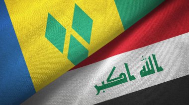 Saint Vincent ve Grenadinler ve Irak iki bayraklar tekstil bez