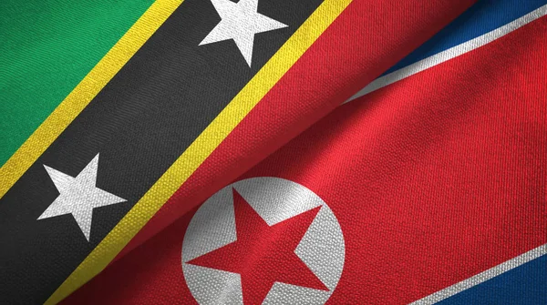 Saint Kitts ve Nevis ve Kuzey Kore iki bayraklar tekstil kumaş, kumaş doku