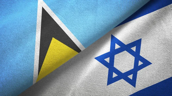 Saint Lucia and Israel two flags textile cloth, fabric texture — Stock Photo, Image