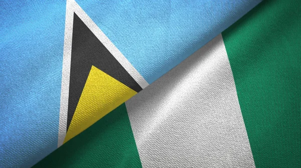 セントルシアとナイジェリア2つの旗織物布、生地の質感 — ストック写真