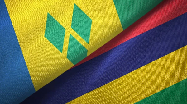 San Vicente y las Granadinas y Mauricio dos banderas —  Fotos de Stock