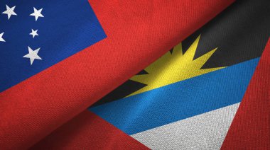 Samoa ve Antigua ve Barbuda iki bayraktekstil kumaş, kumaş doku 