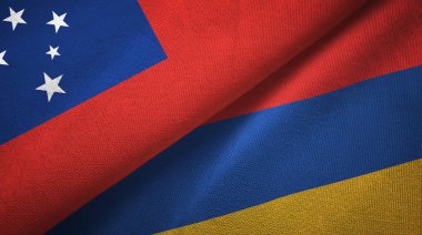 Samoa ve Ermenistan iki bayrak tekstil kumaş, kumaş doku 