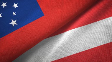 Samoa ve Avusturya iki bayrak tekstil kumaş, kumaş doku 