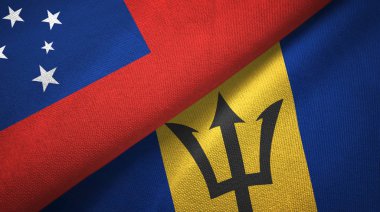 Samoa ve Barbados iki bayraklar tekstil kumaş, kumaş doku 