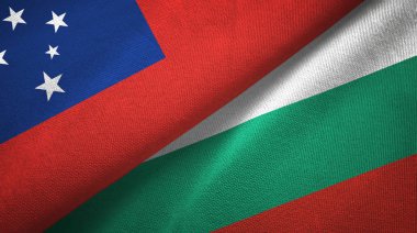 Samoa ve Bulgaristan iki bayraktekstil kumaş, kumaş doku 