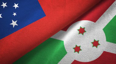 Samoa ve Burundi iki bayraklar tekstil kumaş, kumaş doku 