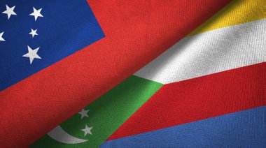 Samoa ve Komor iki bayrak tekstil kumaş, kumaş doku