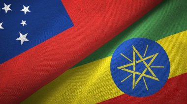 Samoa ve Etiyopya iki bayraklar tekstil kumaş, kumaş doku
