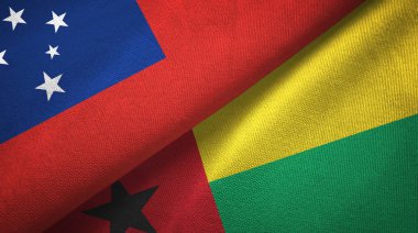 Samoa ve Gine-Bissau iki bayraktekstil kumaş, kumaş doku