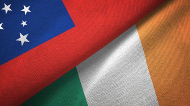 Samoa ve İrlanda iki bayraklar tekstil kumaş, kumaş doku