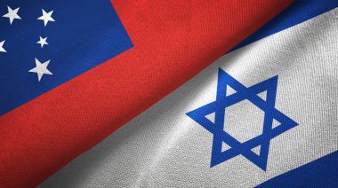 Samoa ve İsrail iki bayrak tekstil kumaş, kumaş doku