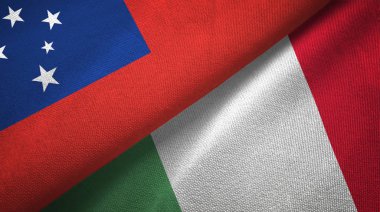 Samoa ve İtalya iki bayraklar tekstil kumaş, kumaş doku