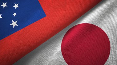 Samoa ve Japonya iki bayraklar tekstil kumaş, kumaş doku