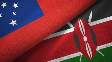 Samoa ve Kenya iki bayrak tekstil kumaş, kumaş doku