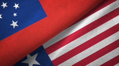 Samoa ve Liberya iki bayraktekstil kumaş, kumaş doku