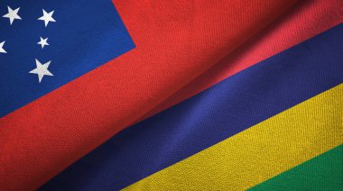 Samoa ve Mauritius iki bayraklar tekstil kumaş, kumaş doku