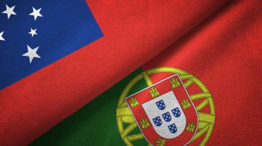 Samoa ve Portekiz iki bayraklar tekstil kumaş, kumaş doku