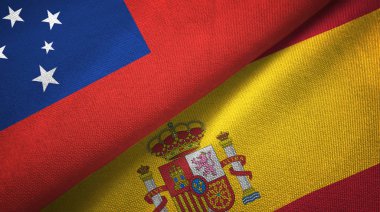 Samoa ve İspanya iki bayraklar tekstil kumaş, kumaş doku