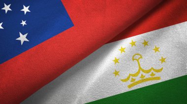 Samoa ve Tacikistan iki bayrak tekstil kumaş, kumaş doku