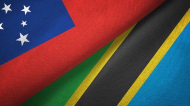 Samoa ve Tanzanya iki bayraklar tekstil kumaş, kumaş doku