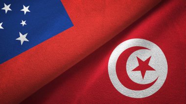 Samoa ve Tunus iki bayraklar tekstil kumaş, kumaş doku