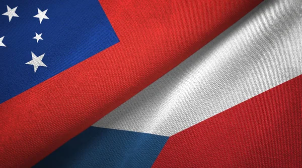 Samoa y República Checa dos banderas tela textil, textura de la tela — Foto de Stock