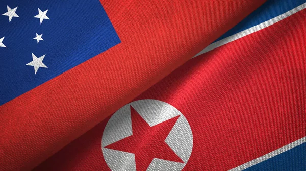 萨摩亚和朝鲜两旗纺织布，织物质地 — 图库照片