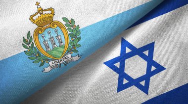 San Marino ve İsrail iki bayraklar tekstil kumaş, kumaş doku