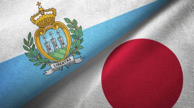 San Marino ve Japonya iki bayraklar tekstil kumaş, kumaş doku