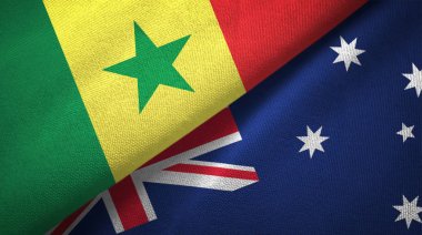 Senegal ve Avustralya iki bayraklar tekstil kumaş, kumaş doku 