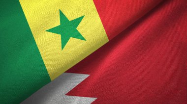 Senegal ve Bahreyn iki bayraklar tekstil kumaş, kumaş doku 