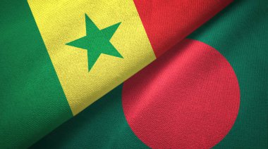 Senegal ve Bangladeş iki bayraklar tekstil kumaş, kumaş doku 