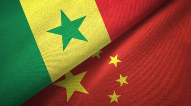 Senegal ve Çin iki bayraklar tekstil kumaş, kumaş doku