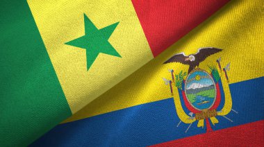 Senegal ve Ekvador iki bayraklar tekstil kumaş, kumaş doku