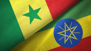 Senegal ve Etiyopya iki bayraklar tekstil kumaş, kumaş doku