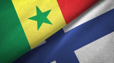 Senegal ve Finlandiya iki bayraklar tekstil kumaş, kumaş doku